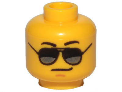 Yellow head 3626pb1290 with sunglasses, a closed-mouth smirk and a chin dimple.
